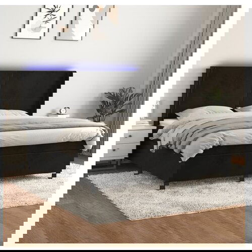 vidaXL Krevet box spring s madracem LED crni 180x200 cm baršun Cijene