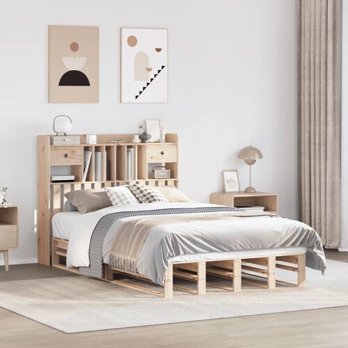 vidaXL Posteljni okvir brez vzmetnice 135x190 cm trdna borovina Cene