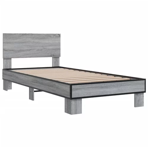 vidaXL Okvir za krevet boja hrasta 75x190 cm konstruirano drvo i metal