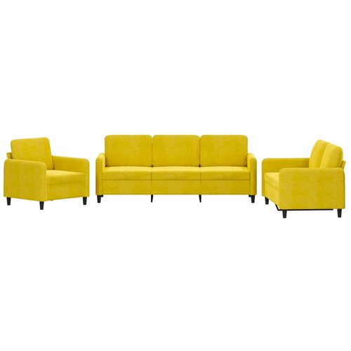 Maison Chic Sedežna garnitura - kavč 3-delna rumen žamet, (21728161) Cene