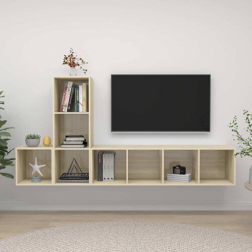  3-dijelni set TV ormarića konstruirano drvo Smeđa Slike