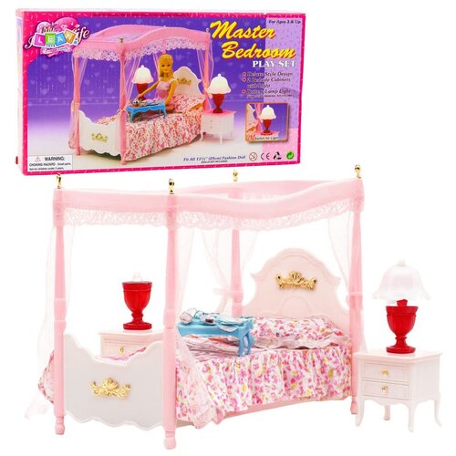  Furniture Set: Canopy Bed, Nightstands, Lamps Cene