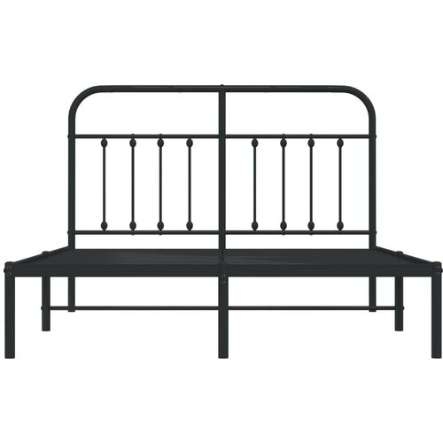 VidaXL Metalni okvir za krevet s uzglavljem crni 150x200 cm Slike