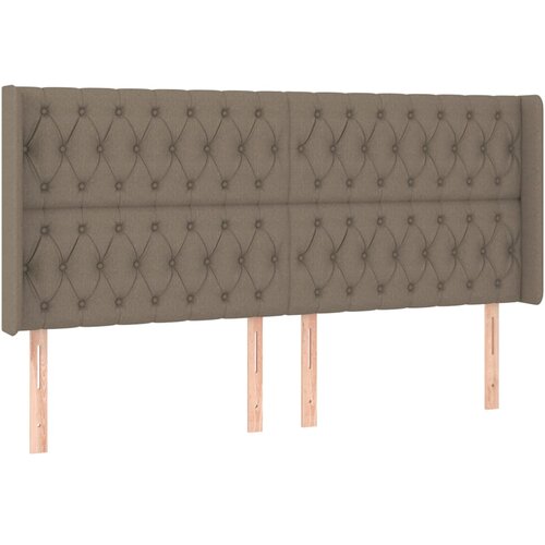  LED uzglavlje smeđesivo 183 x 16 x 118/128 cm od tkanine Slike