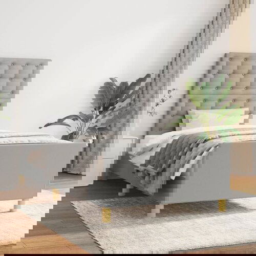 VidaXL Okvir za krevet s uzglavljem svjetlosivi 90x190 cm od tkanine Slike