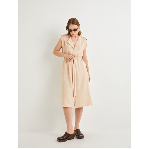 Koton Midi Shirt Dress Belted Waist Buttoned Pocket Epaulettes Slike