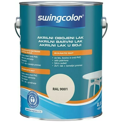 SWINGCOLOR Akrilni barvni lak (kremno bele barve, svilnato mat, 2,5 l)