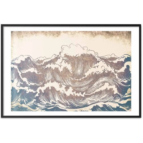  Plakat - Giant Waves 90x60 Crni okvir s margom Slike