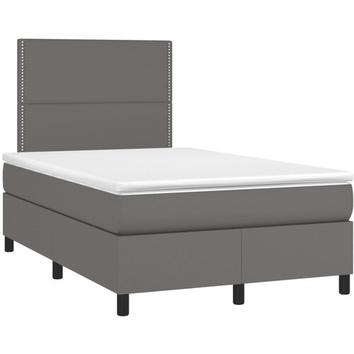 vidaXL Box spring postelja z vzmetnico siva 120x190 cm umetno usnje, (21111818) Cene