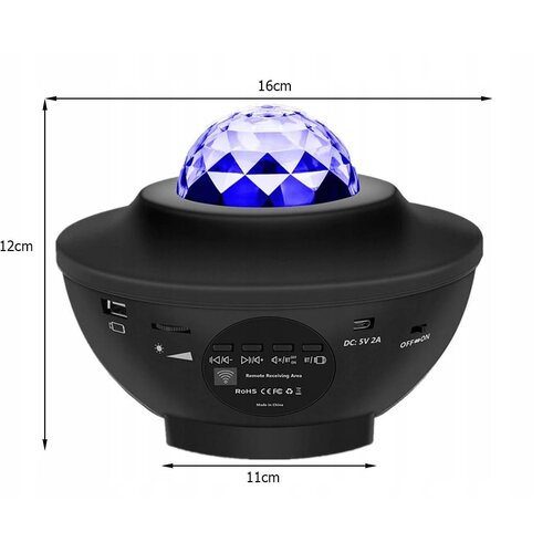  3v1 LED RGB zvezdni projektor in zvočnik USB bluetooth črn Slike