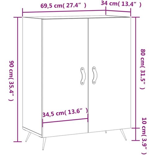 VidaXL Komoda siva boja betona 69 5x34x90 cm od konstruiranog drva Slike