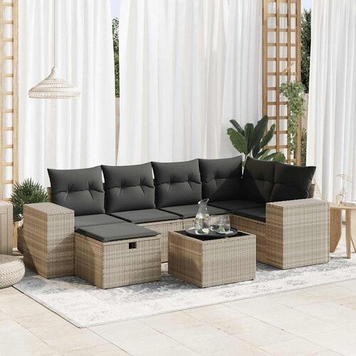 vidaXL 7-dijelni set vrtnih sofa svjetlosivi od poliratana Cijene