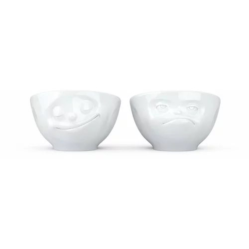 58products Komplet 2 beliih porcelanastih skodelic za jajca Happy & Hmpff