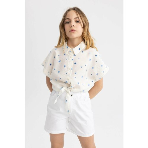 Defacto Girl Short Sleeve Patterned Crop Shirt Cene
