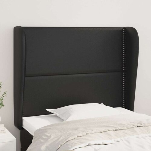  Vzglavje z u&amp;scaron;esi črno 83x23x118/128 cm umetno usnje, (20737958) Slike