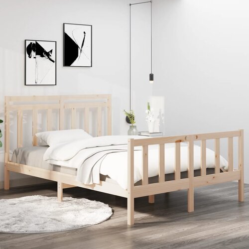 The Living Store Posteljni okvir iz trdnega lesa 140x190 cm - Posteljni Okvir, (21523376) Slike
