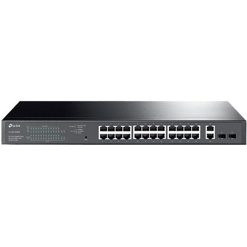 Tp-link 28-port gigabit Easy Smart switch with 24 PoE+ ports, 26 10/100/1000Mbps RJ-45 ports, 2 SFP uplink ports,... Slike
