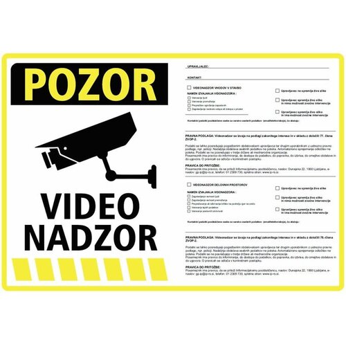 TECHTRADE samolepilna nalepka opozorilna - videonadzor Slike