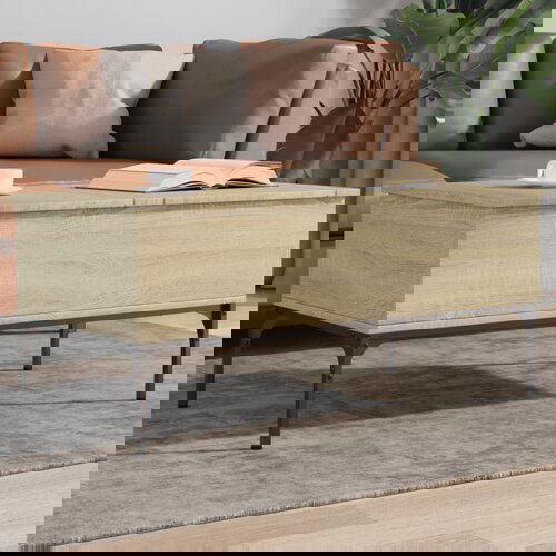 VidaXL Klubska mizica sonoma hrast 100x50x45 cm inženir. les in kovina Slike