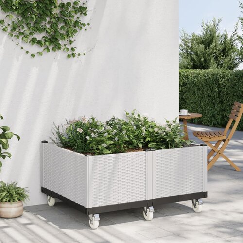 Cvetlično korito s kolesi belo 150x80x54 cm PP Slike