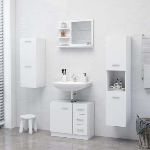 VidaXL Kupaonsko ogledalo bijelo 60 x 10,5 x 45 cm od iverice Slike