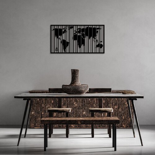 Wallity Zidna dekoracija Wold Map - 284 S, 37 x 70 cm, Crna Cene
