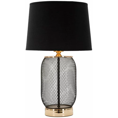 Mauro Ferretti Crna/u zlatnoj boji stolna lampa s tekstilnim sjenilom (visina 47 cm) Chaine –