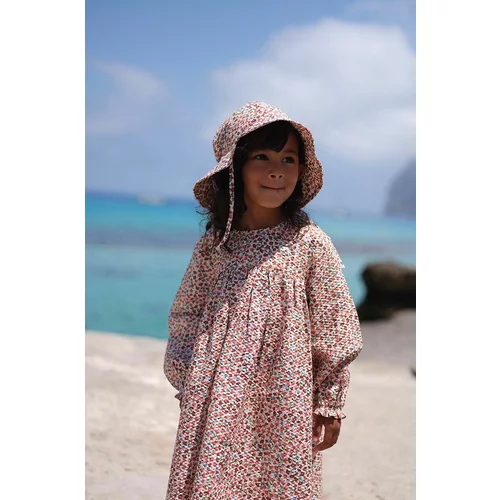 Konges Sløjd Dječja pamučna haljina boja: ružičasta, mini, širi se prema dolje