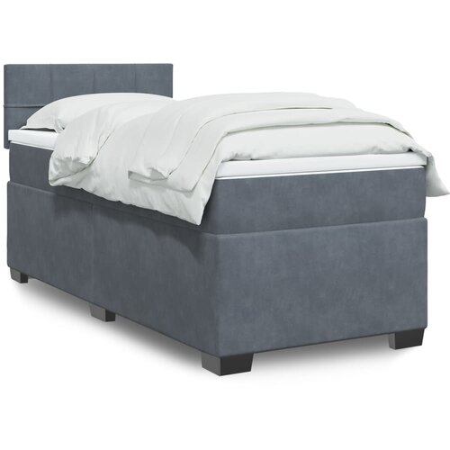The Living Store Box spring postelja z vzmetnico temno siv 90x190 cm žamet - Box Spring Postelja, (21428294) Cene