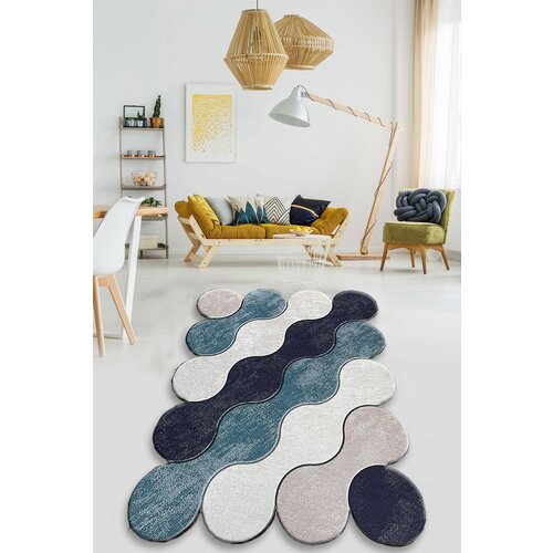  Circle - blue bluedark blue white beige carpet (80 x 150) Cene