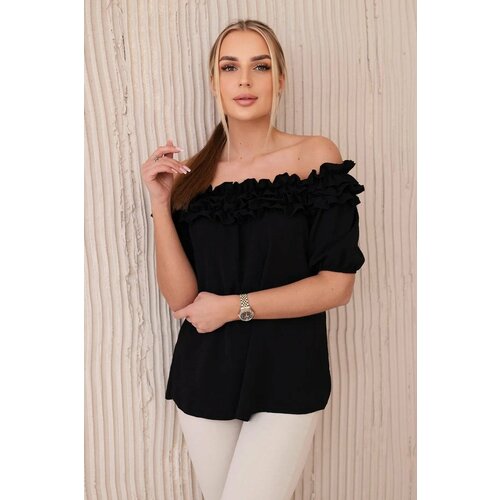 Kesi Spanish blouse with a small ruffle in black Slike