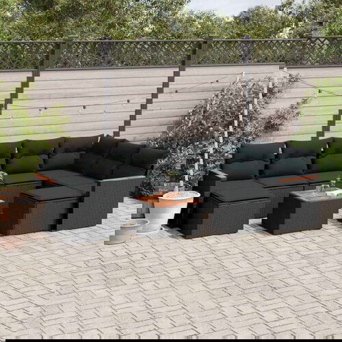  10-dijelni set vrtnih sofa s jastucima crni od poliratana Slike