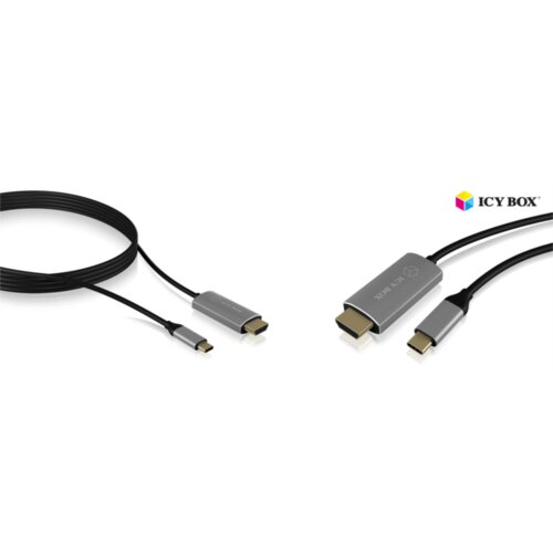 Icybox HDMI priključni kabel HDMI A utikač 1.8 m crna, srebrna IB-CB020-C HDMI kabel Slike