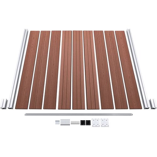  Set WPC ograda 2 kvadratne + 1 kosa 446 x 186 cm smeđi Slike
