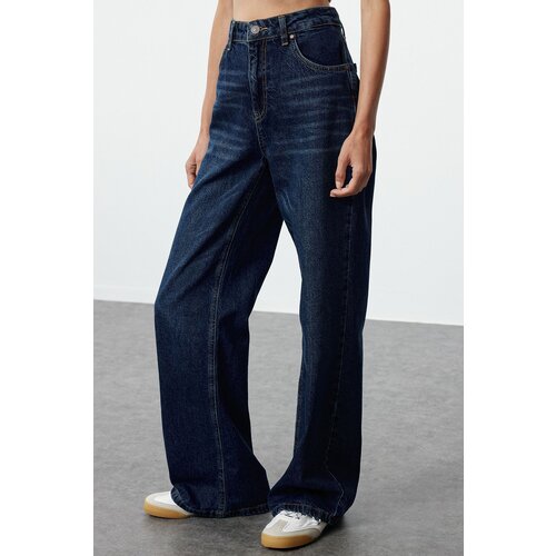 Trendyol Dark Blue High Waist Wide Leg Jeans Cene