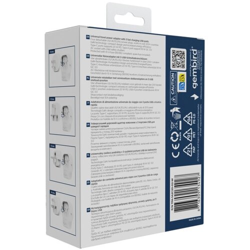 Gembird Travel adapter TPA-1A2C20-02-W Univerzalni 20W Slike