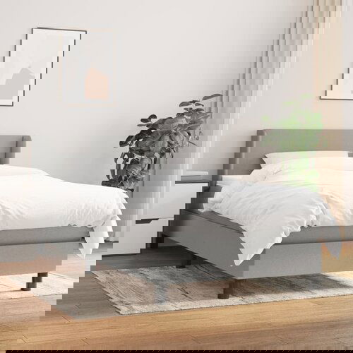 VidaXL Box spring krevet s madracem svjetlosivi 90x190 cm od tkanine Slike