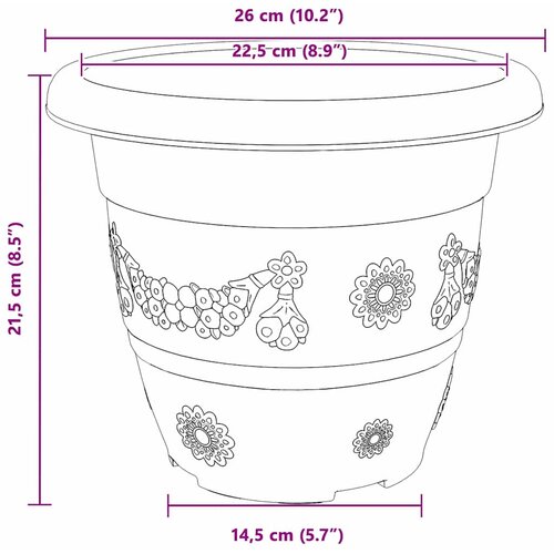  Okrugla saksija za cveće 6 pcs Crvena cigla &amp;Oslash; 26 x 21.5 cm Slike