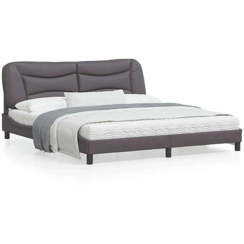  Okvir kreveta s LED svjetlima sivi 180 x 200 cm od umjetne kože Slike