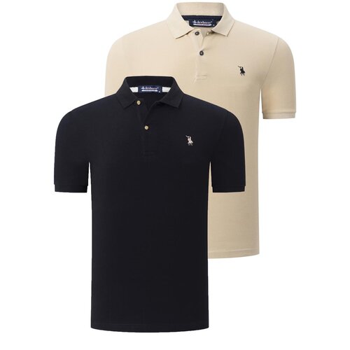 Dewberry DUO SET T8561 MEN'S TSHIRT-BEIGE-BLACK Cijene