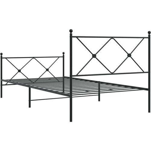VidaXL Metalni okvir kreveta uzglavlje i podnožje crni 107x203 cm Slike