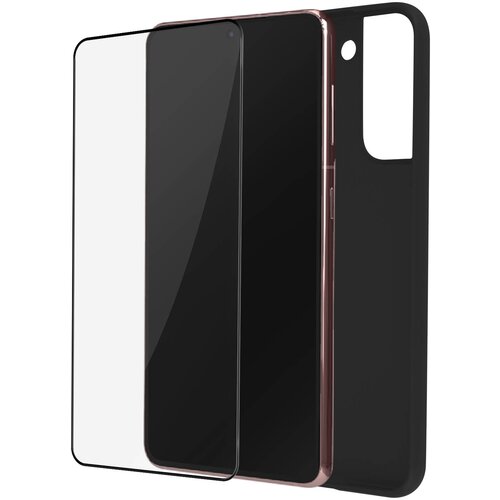 AVIZAR Popolna zašcita za Samsung Galaxy S22 Plus, mat crn silikonski ovitek proti prstnim odtisom, crno poševno kaljeno steklo, (20717623) Cene
