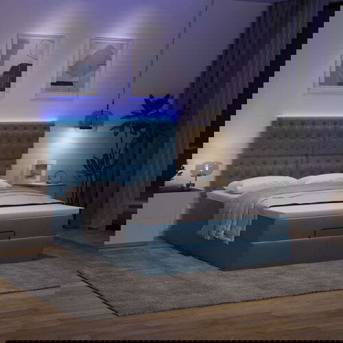 vidaXL Otomanski krevet s madracima&LED tamnoplavi 140x190cm baršun Cijene