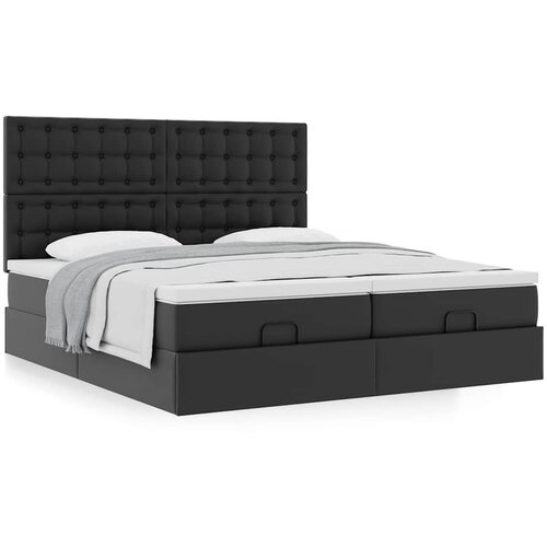 VidaXL Otomanski okvir kreveta s madracima crni 200x200cm umjetna koža Slike