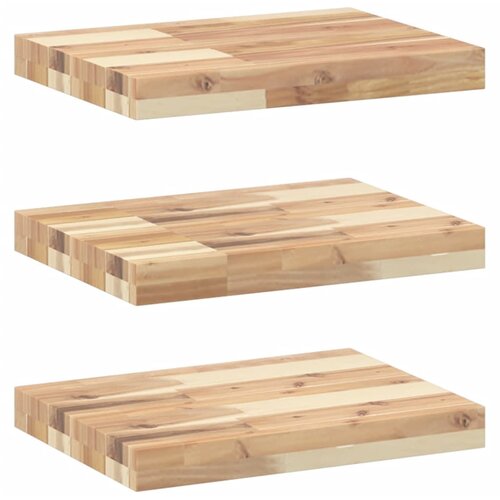 vidaXL Plutajuće police 3 kom 60x30x4 cm Neobrađeno puno drvo akacije - Prirodna 60 x 30 x 4 cm 3 1 Cene