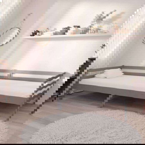 vidaXL Dnevna postelja siva trdna borovina 90x200 cm Cene