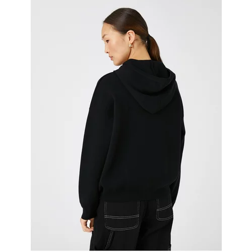Koton Oversize Knitwear Sweater Hooded Buttoned Collar