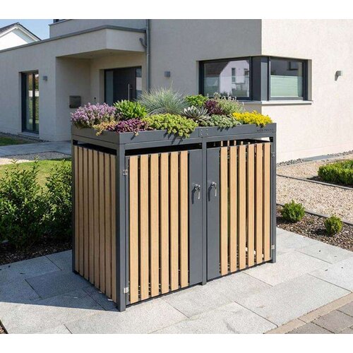  Westman - Spremi&scaron;te za 2 kante za smeće s krovom za biljke Planta | 2x240L | 84x134x124 cm - BRANDED IN GERMANY Cijene