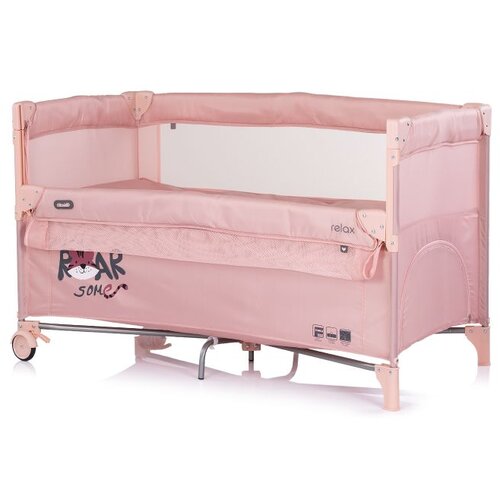 Chipolino putni krevetić RELAX Tiger sa spu&amp;scaron;tajućom bočnom stranicom Pink Powder Slike