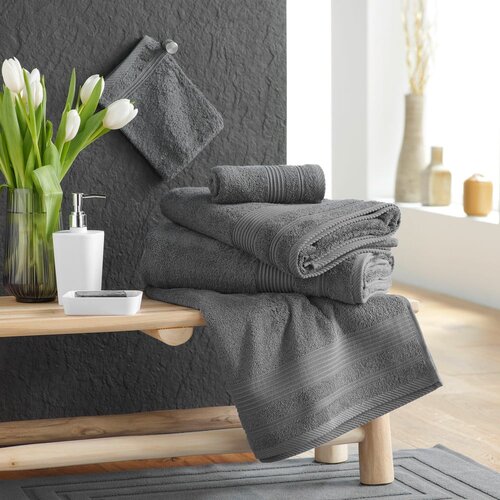 Douceur d int&amp;eacute;rieur Temno siva bombažna brisača iz frotirja 90x150 cm Tendresse &amp;ndash; Slike